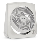 NOMA 3-Speed Slim Square Turbo Fan with Built-In Handle, White Front_Three_Fourths_Angled_Right