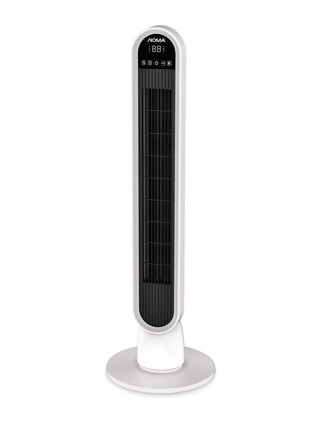 NOMA 4-Speed LED Tower Fan with Remote, Wide-Angle Oscillation, White ...