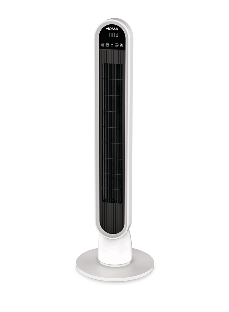 NOMA 4-Speed LED Tower Fan with Remote, Wide-Angle Oscillation, White ...