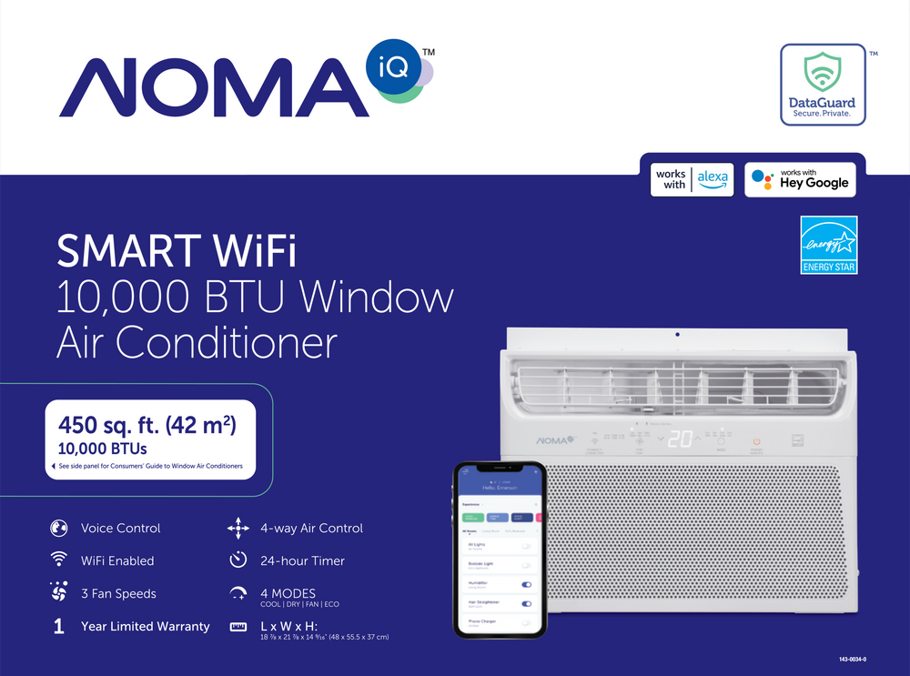 Noma Iq Smart Energy Star®window Air Conditioner Ac W Remote Control