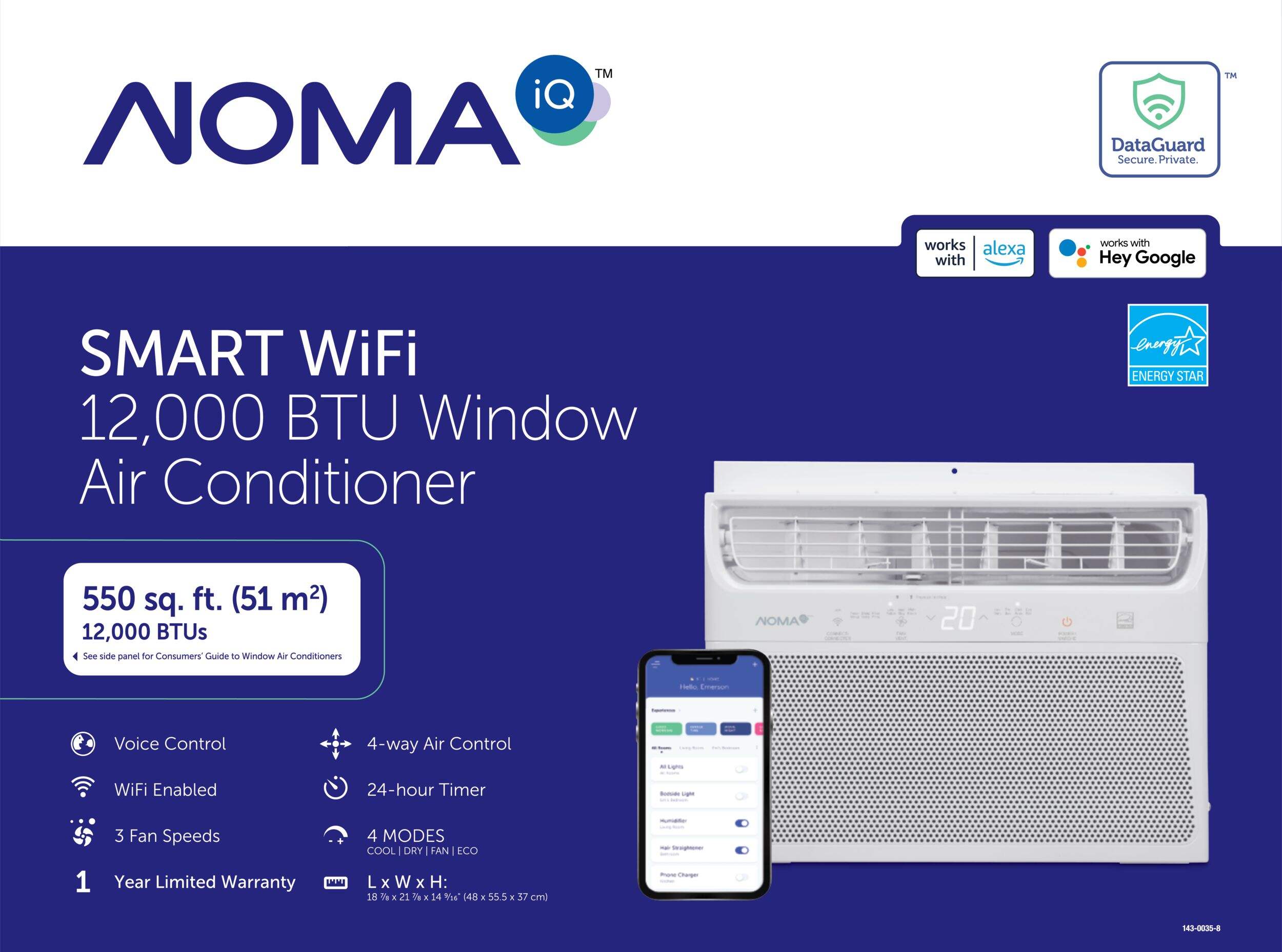 NOMA iQ Smart ENERGY STAR®Window Air Conditioner/AC w/Remote Control