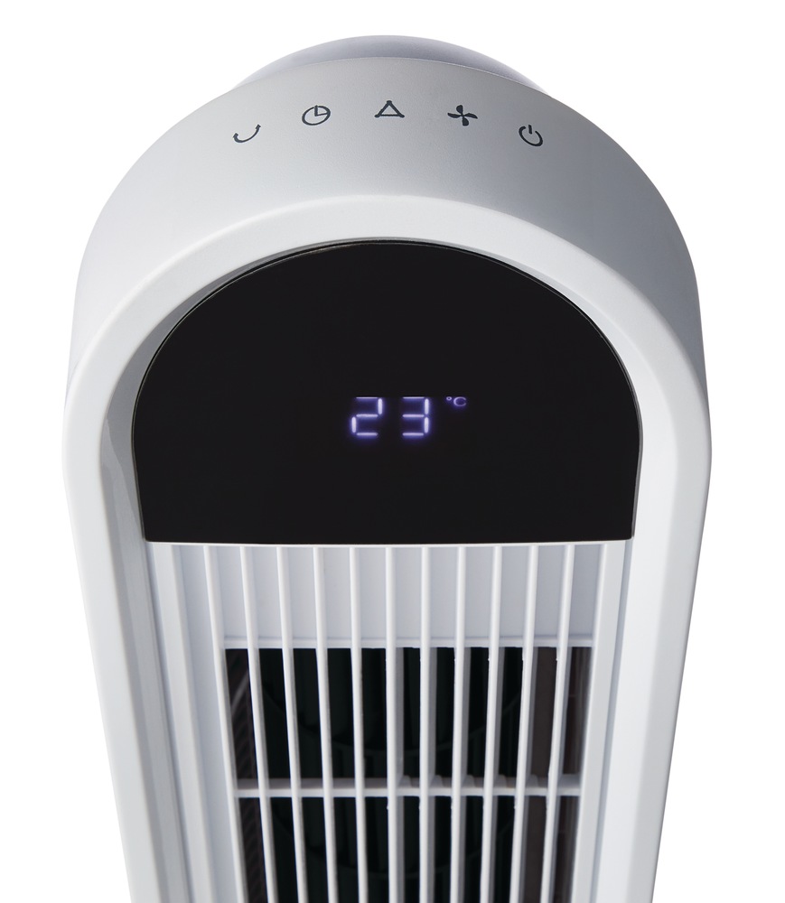 NOMA Oscillating Tower Fan w/Remote Control, 3Speed, White, 46in
