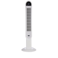 NOMA Oscillating Tower Fan, Remote Control, 3-Speed, White, 45-in Front_Flat