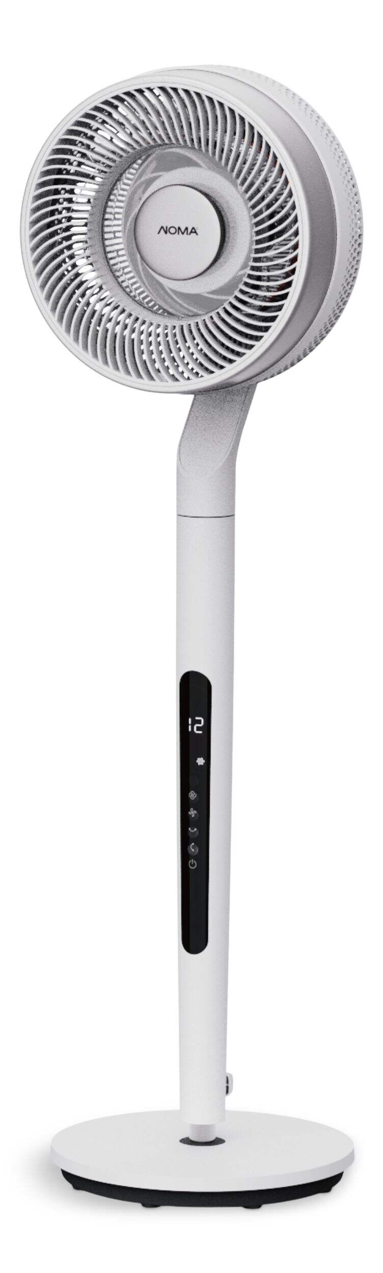 NOMA 3-in-1 Circulating Pedestal/Stand Fan with 12-Hour Timer, 9-Speed, White, 7-in Front_Three_Fourths_Angled_Left