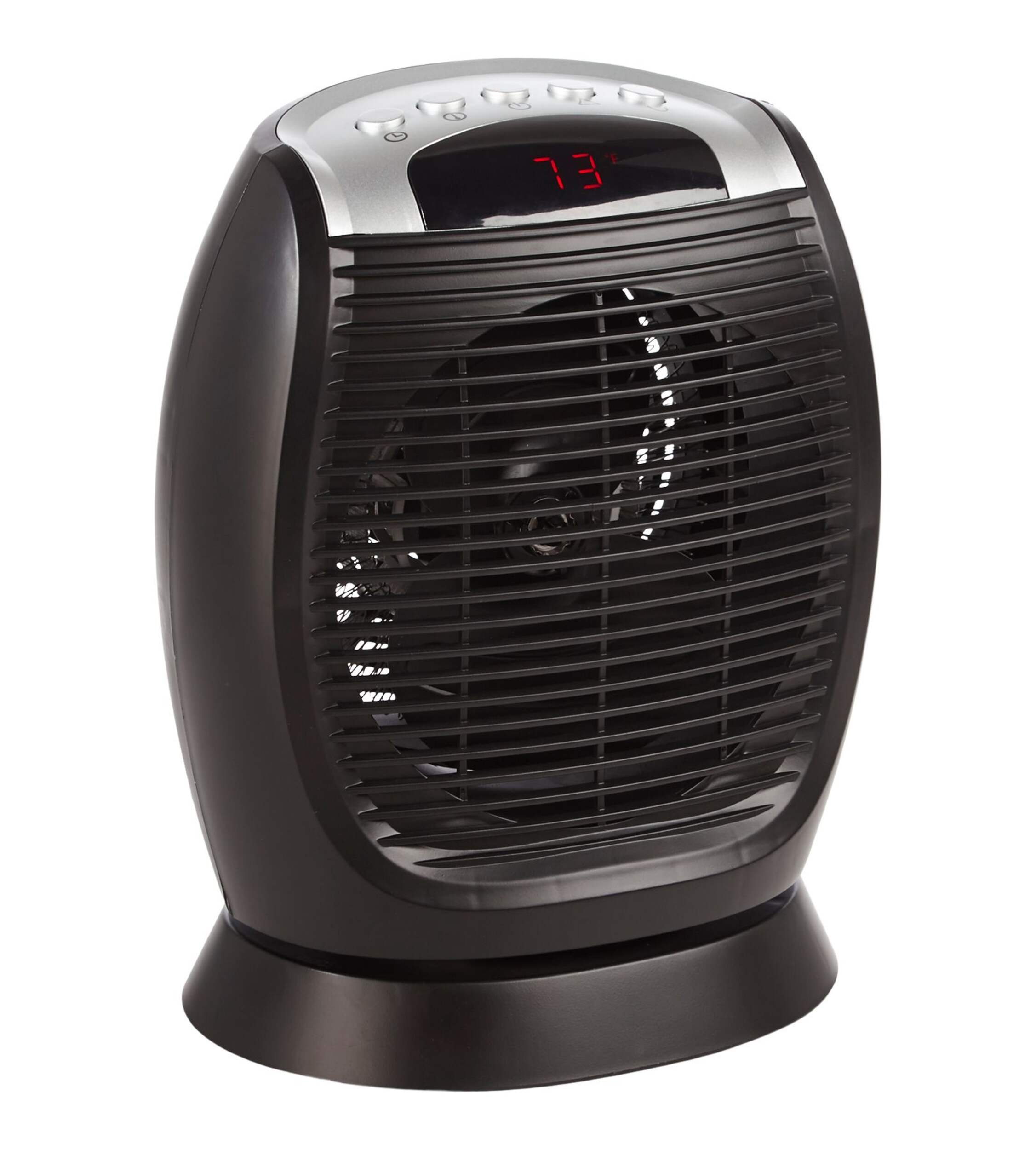 For Living Digital Portable Fan Space Heater w/ Thermostat, Oscillating, 1500W,  Black Front_Angled_Right