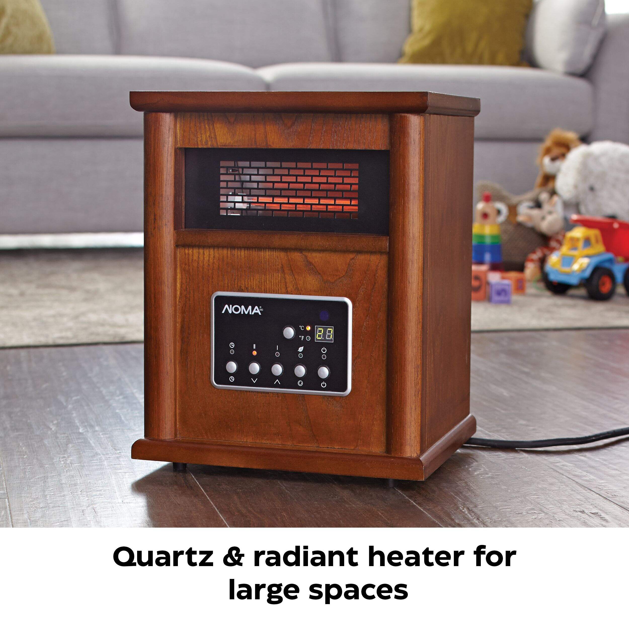 Noma Wood Cabinet Infared Space Heater W Remote Control And Thermostat 1500w Canadian Tire