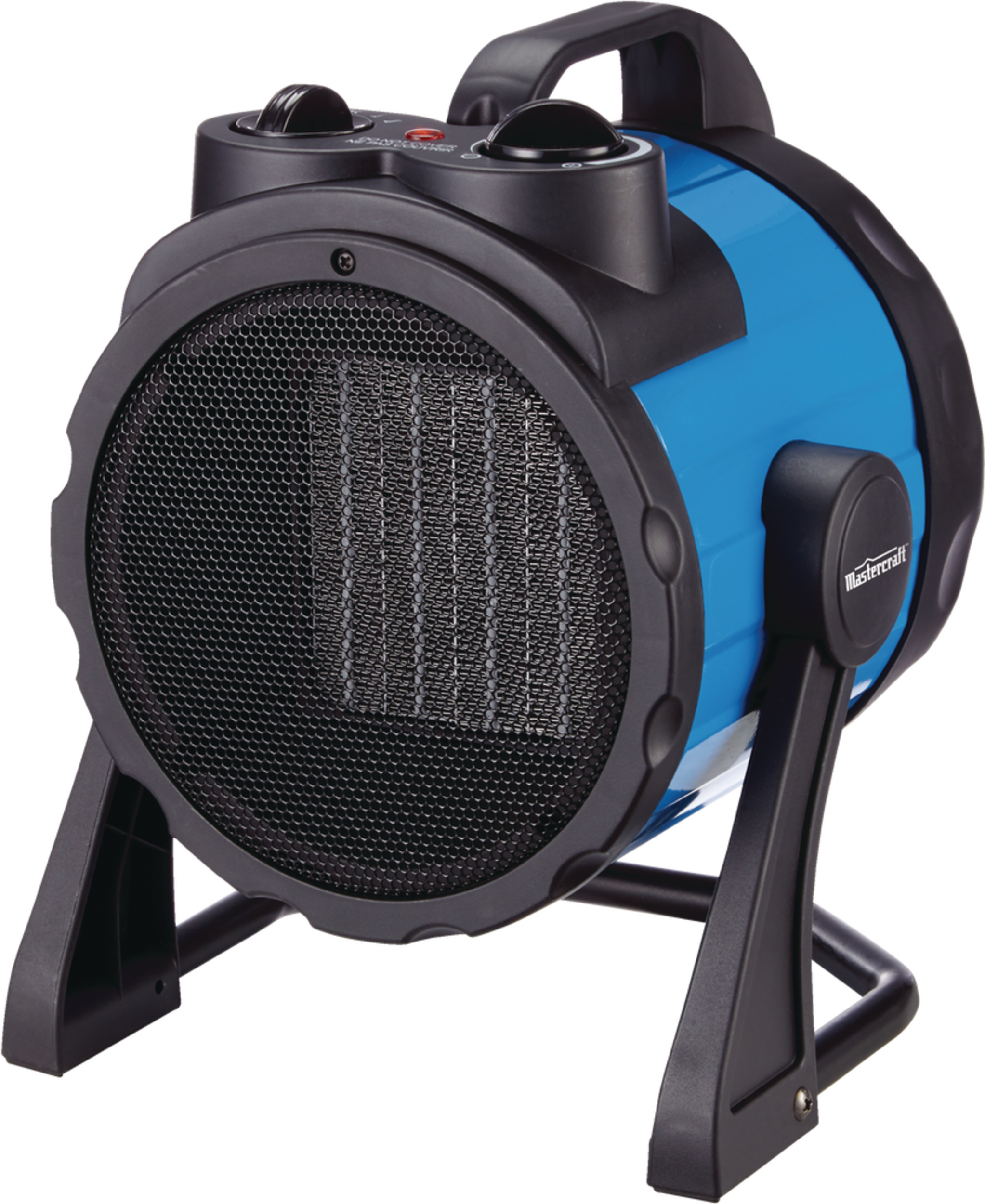 Mastercraft Barrel Ceramic Space Heater w/Thermostat, 1500W, Blue Front_Three_Fourths_Angled_Left