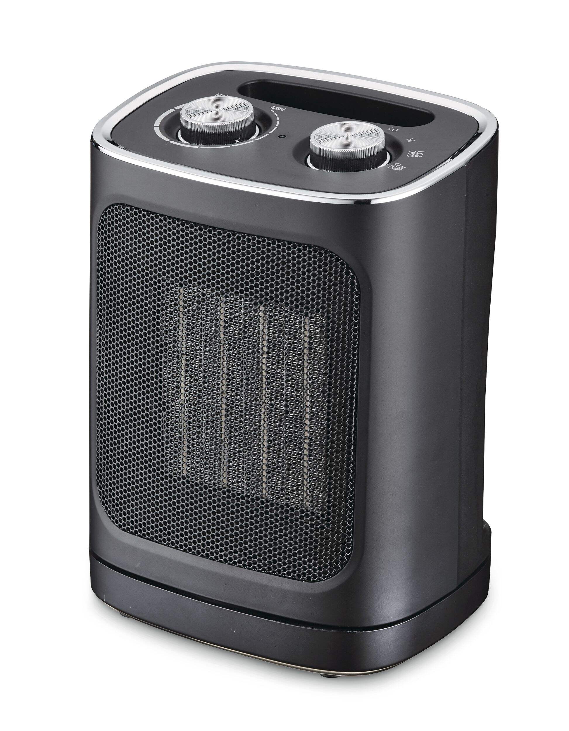 For Living Oscillating 2-Setting Desk Heater Front_Three_Fourths_Angled_Left