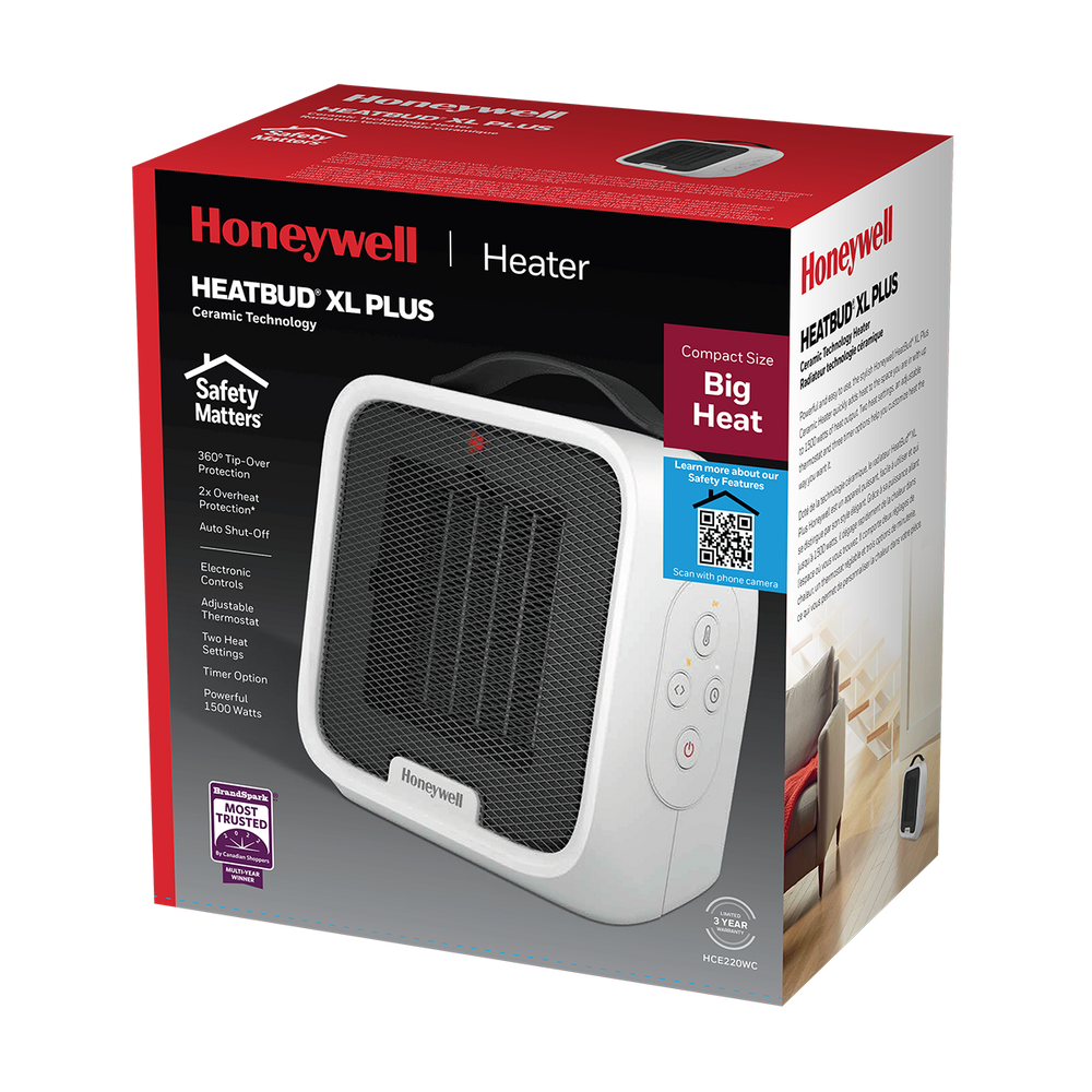 Honeywell HCE220 HeatBud™ XL Plus Ceramic Space Heater, 1500W