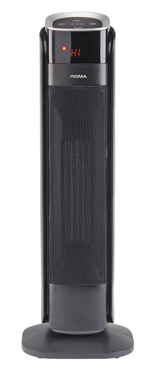 NOMA Oscillating Tower Ceramic Heater w/Remote Control & Thermostat, 1500W,  Black, 24-in