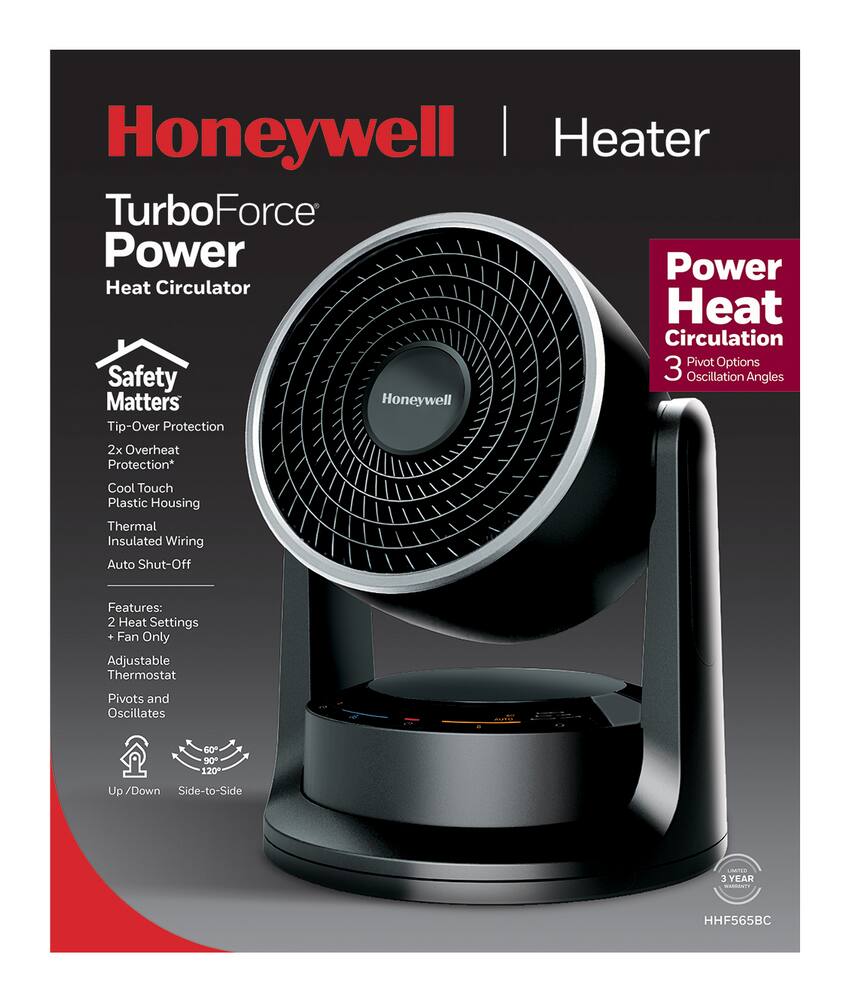 Honeywell HHF565BC TurboForce®Portable Fan Power Heater/Air Circulator ...