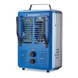 Mastercraft Deluxe Milkhouse Utility Space Heater w/ Thermostat, 1500W, Blue Front_Three_Fourths_Angled_Left