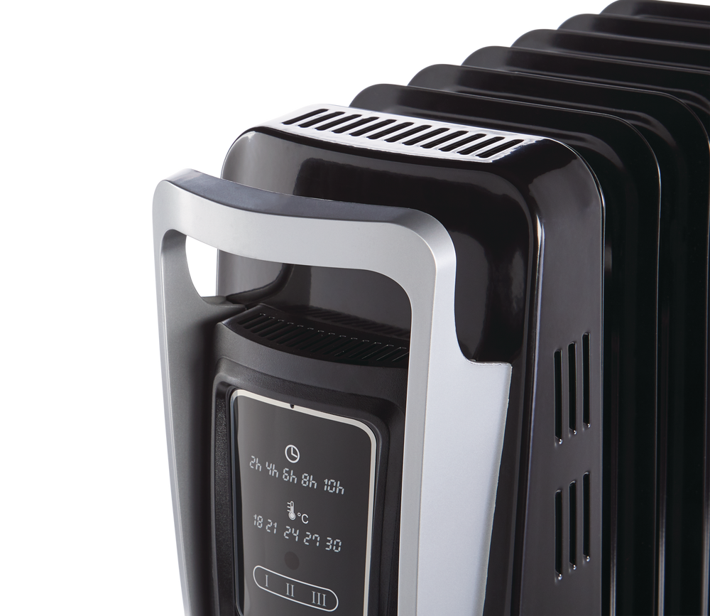 NOMA Oil Filled Portable Radiator Heater w/Wheels, Thermostat & Remote Control, 1500W, Black