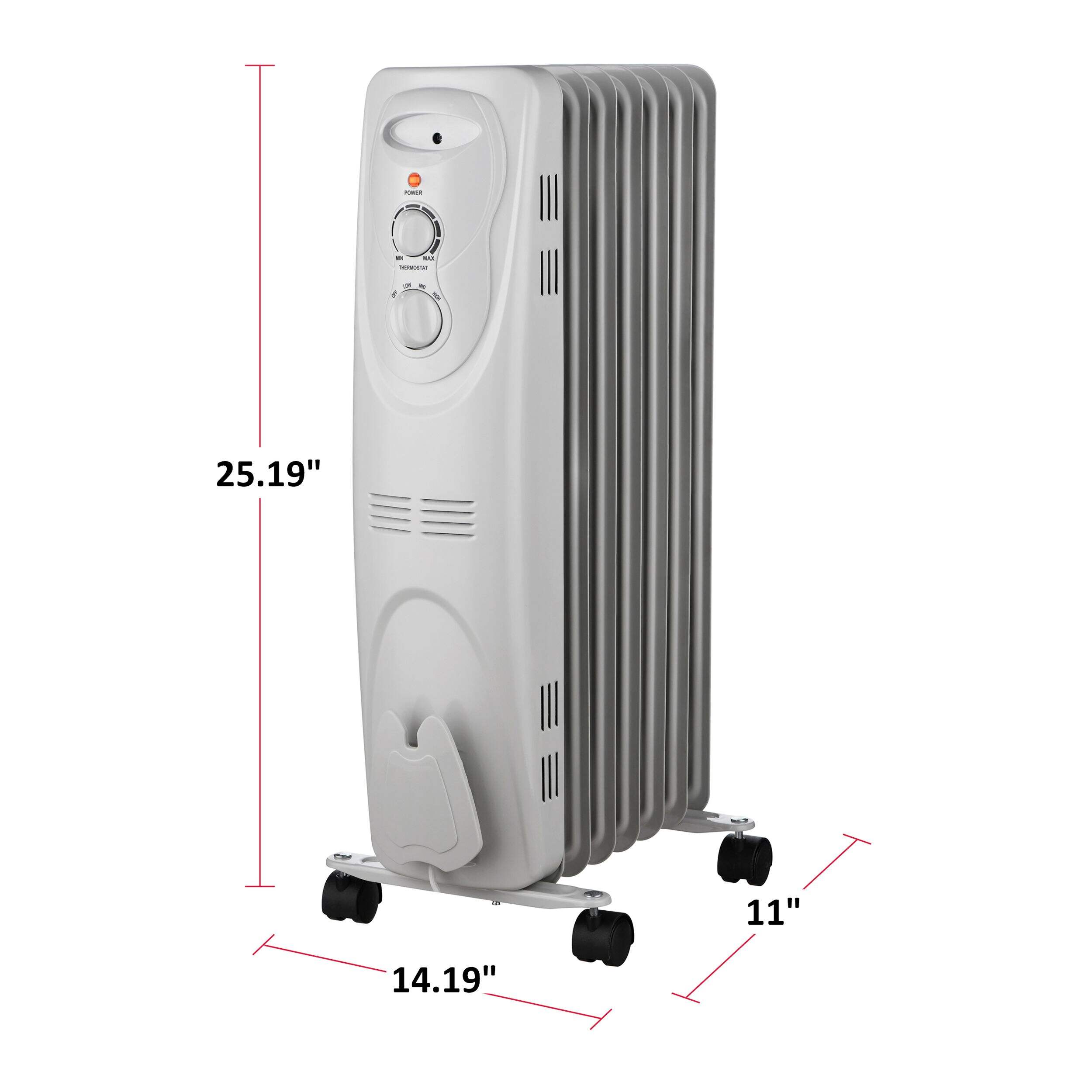 NOMA Oil Filled Portable Radiator Heater w/Wheels & Thermostat, 1500W ...