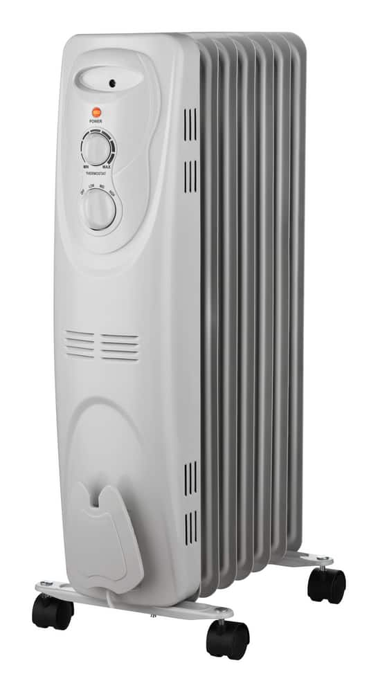 NOMA Oil Filled Portable Radiator Heater w/Wheels & Thermostat, 1500W ...