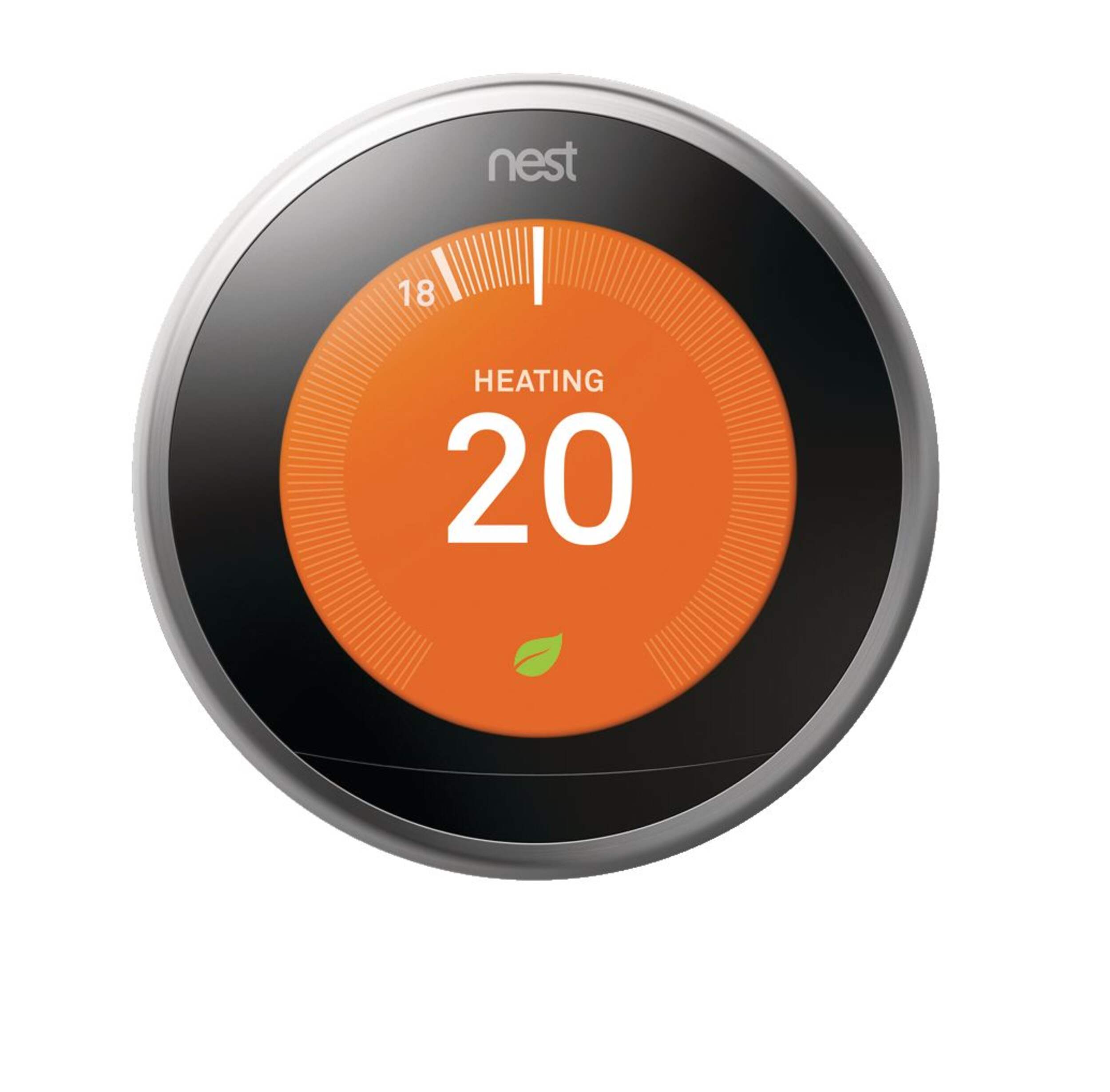 Google Nest Smart Learning Thermostat- 3rd Generation, Stainless Steel, Black Front_Flat