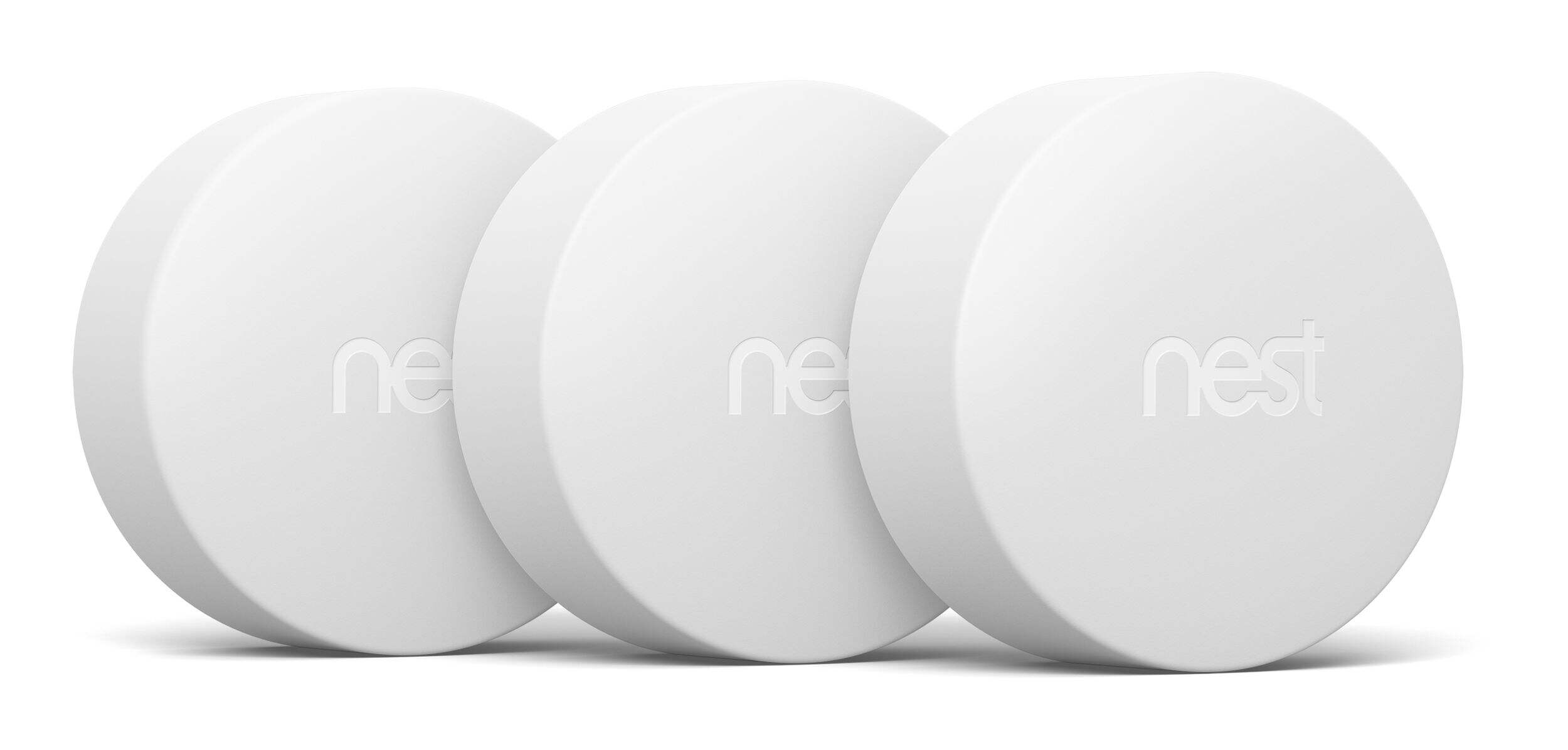 Google Nest Temperature Sensor, White, 3-pk Front_Angled_Right