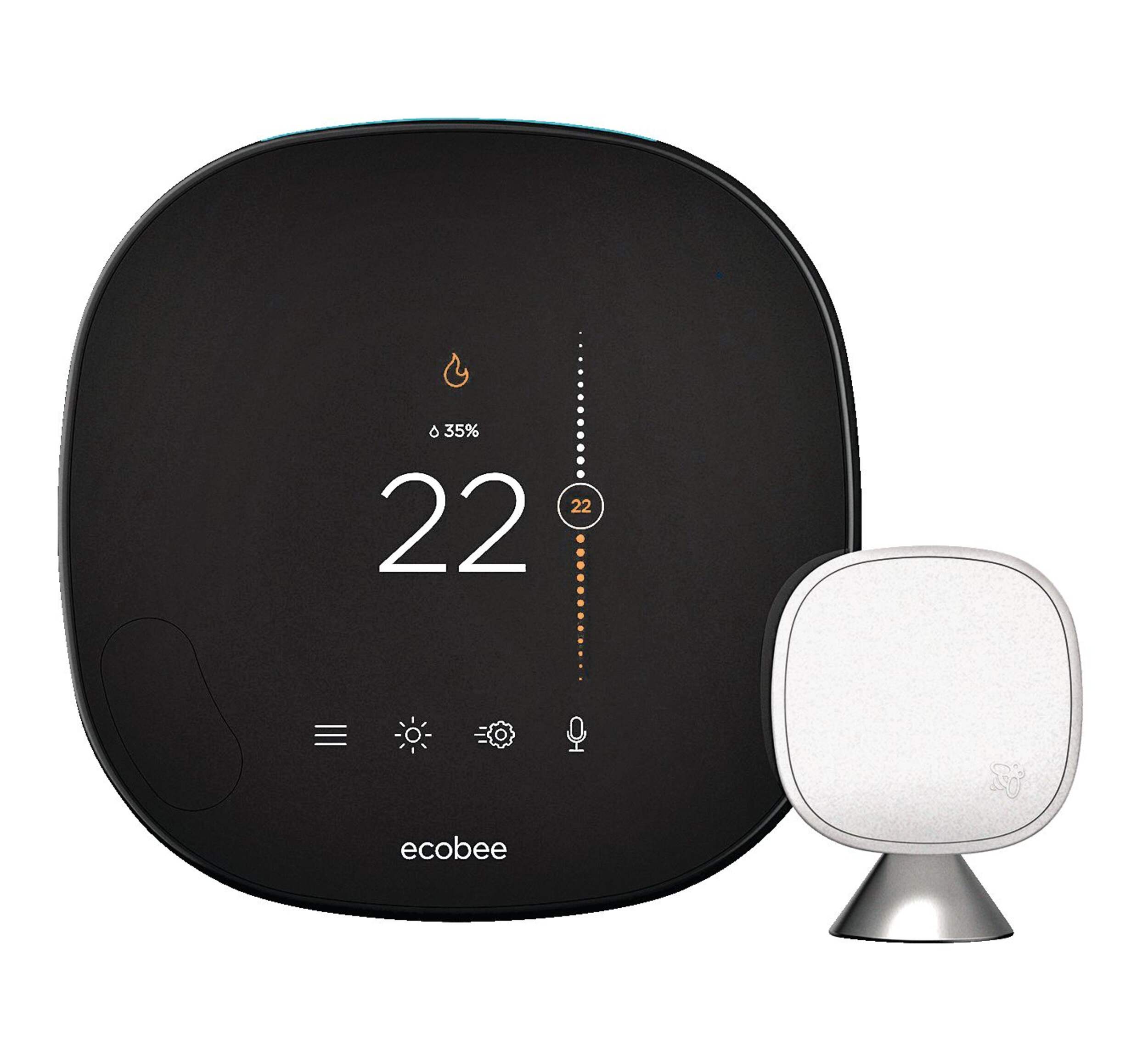 ecobee SmartThermostat w/Voice Control & Smart Sensor, Black Front_Flat