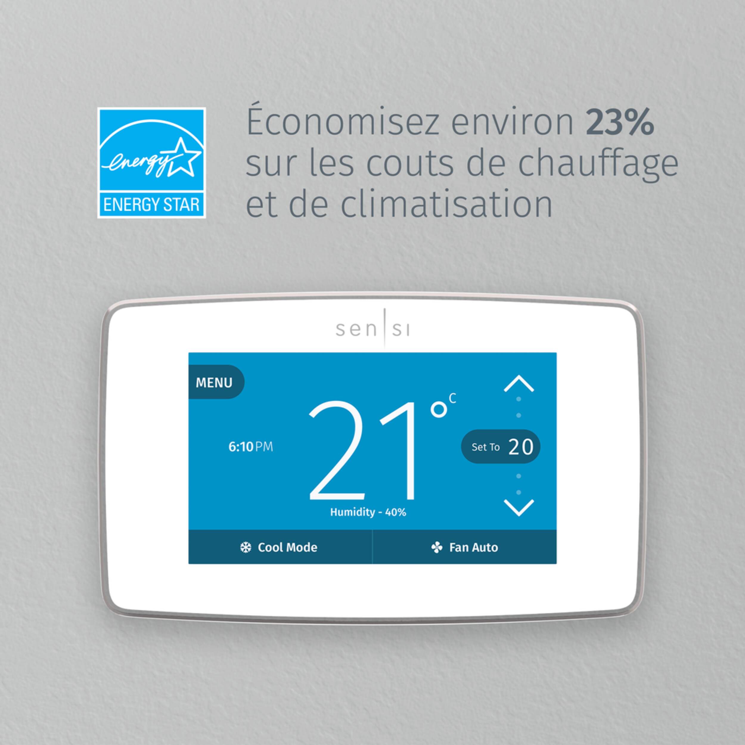 Thermostat tactile intelligent WiFi Emerson Sensi, blanc Canadian Tire