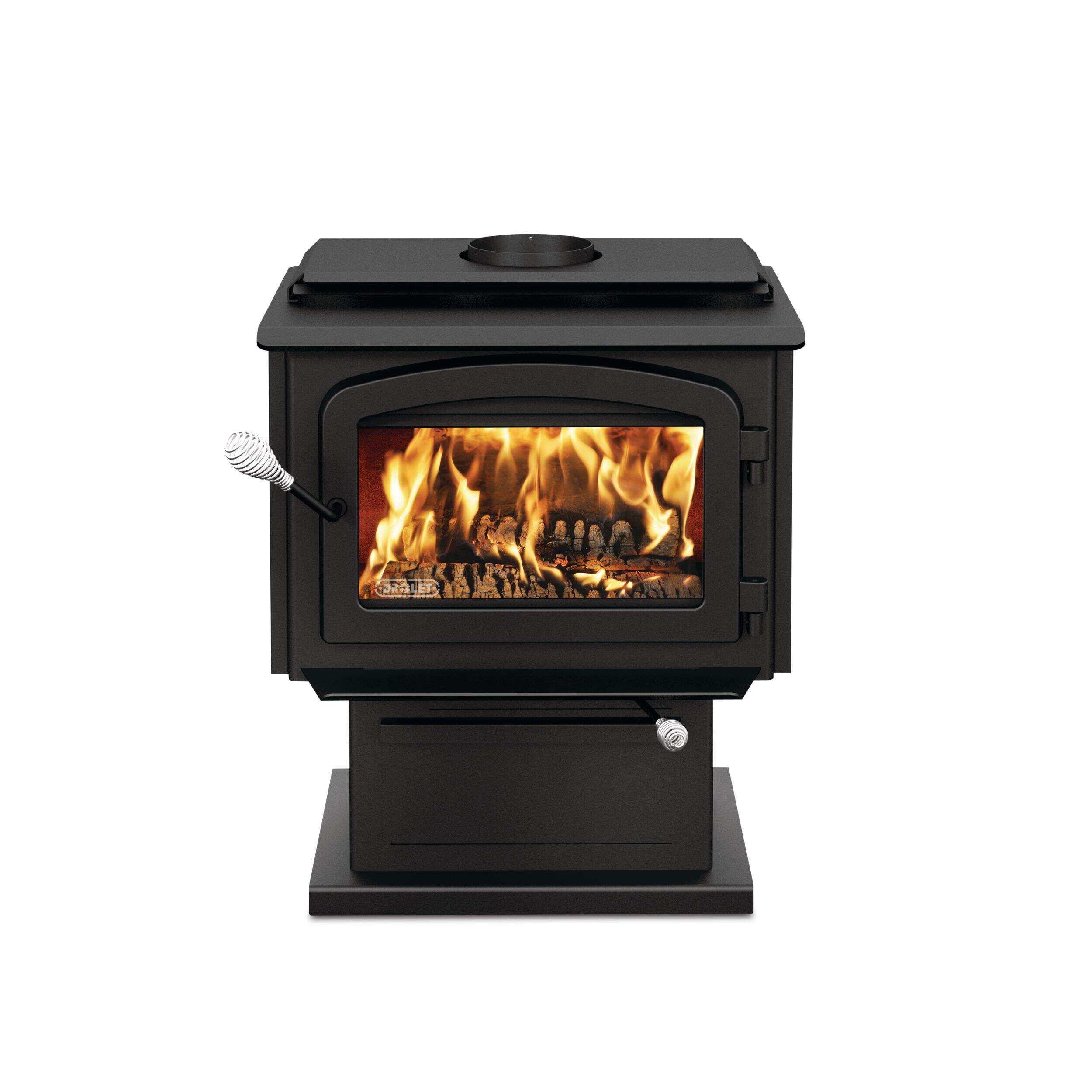 Drolet Escape 1500 Wood Stove, EPA 2020 Certified, 24 7/8-in W X 24 1/2-in D X 29 7/8-in H Front_Elevated