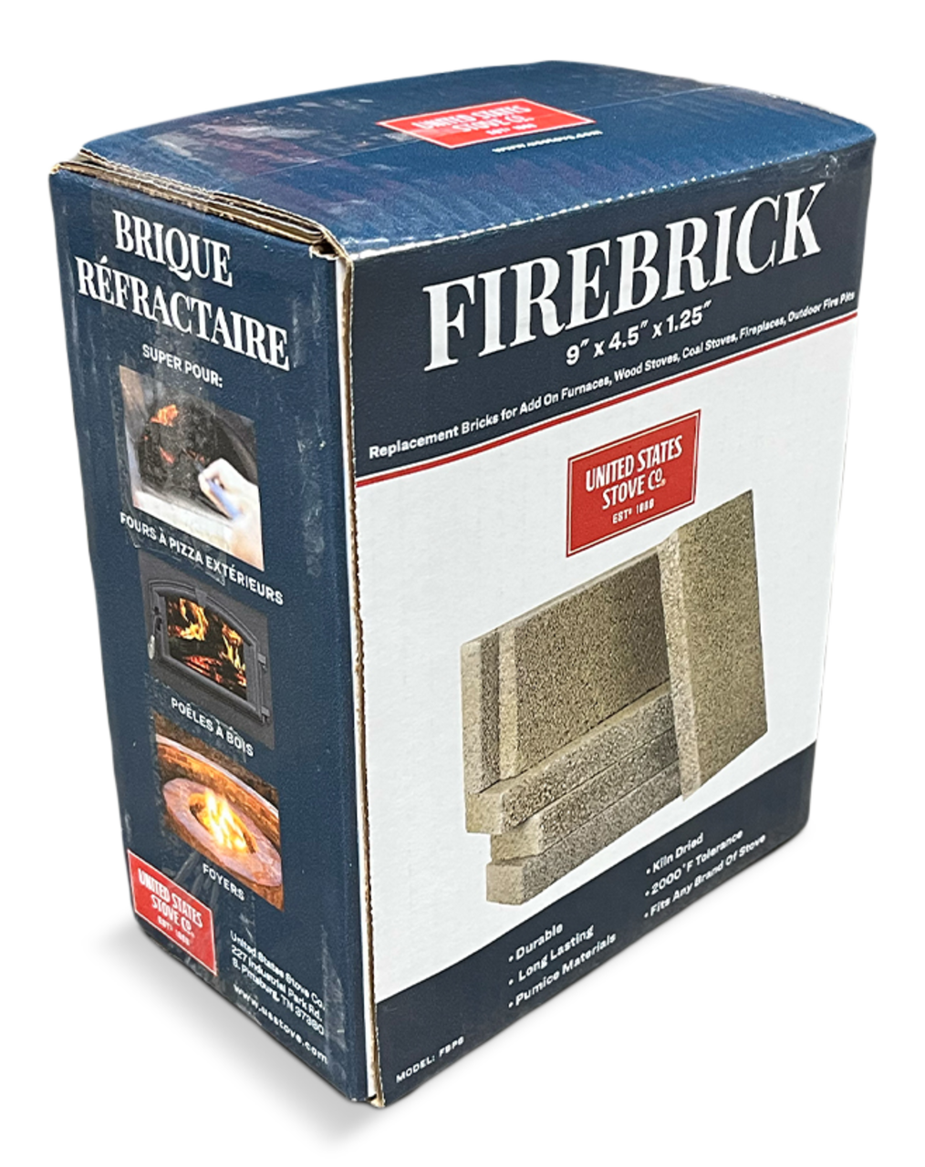 US Stove 4.5 x 9 x 1.25 Wood Burning Stove Pumice Firebrick, (6 Bricks) 