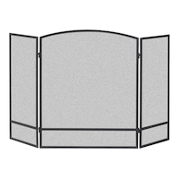 Panacea 3-Panel Basic Arch Steel Fireplace Screen, Freestanding, Black Front_Flat