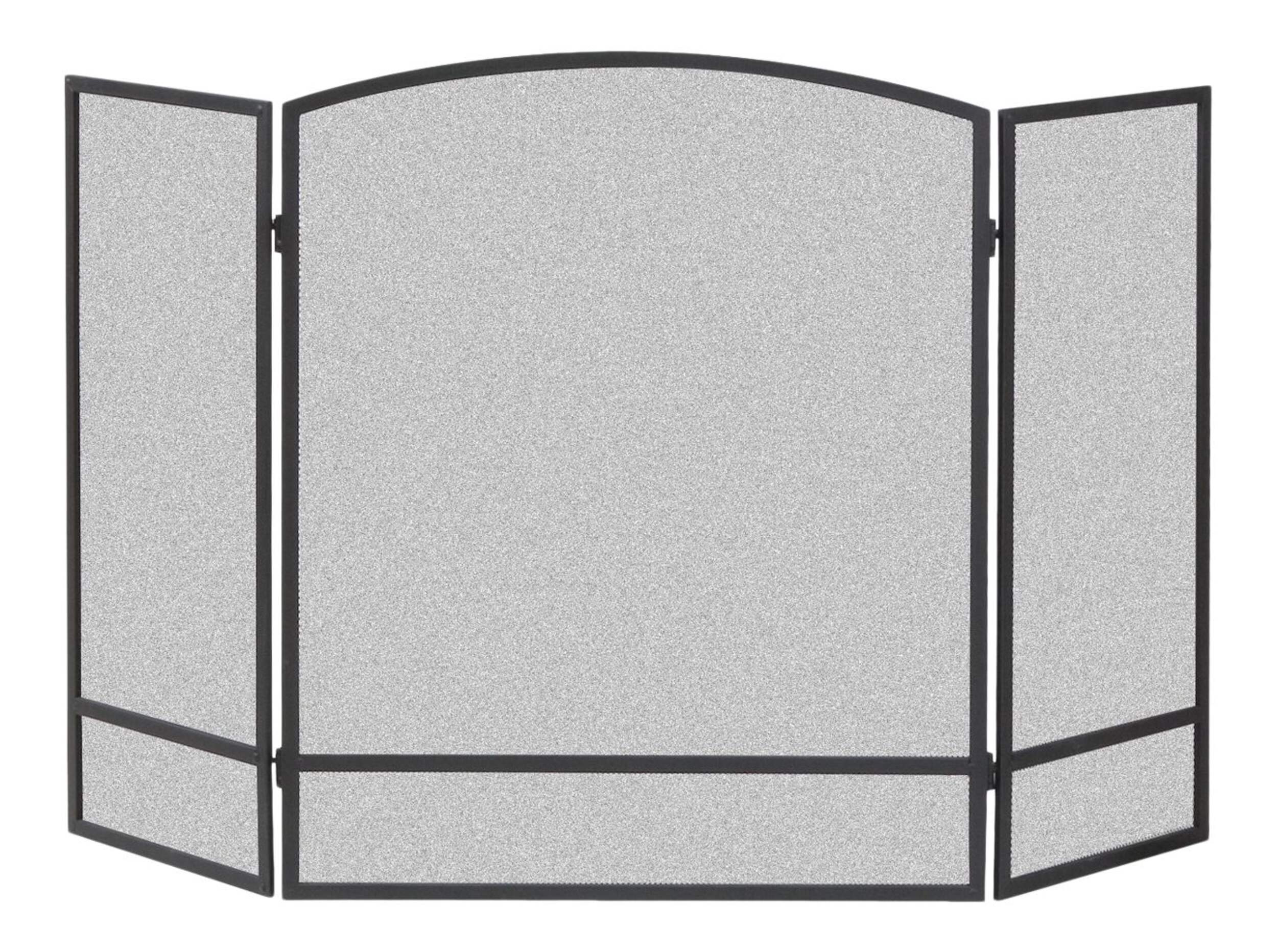 Panacea 3-Panel Basic Arch Steel Fireplace Screen, Freestanding, Black Front_Flat