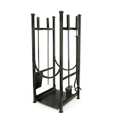 Ustensiles de foyer et porte-bûches Panacea Hearth Center, noir, paq. 5 Front_Angled_Right