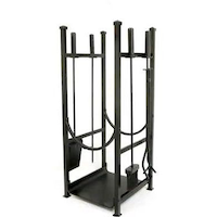 Panacea Hearth Center Fireplace Tool Set & Log Bin, Black, 5-pc Front_Angled_Right