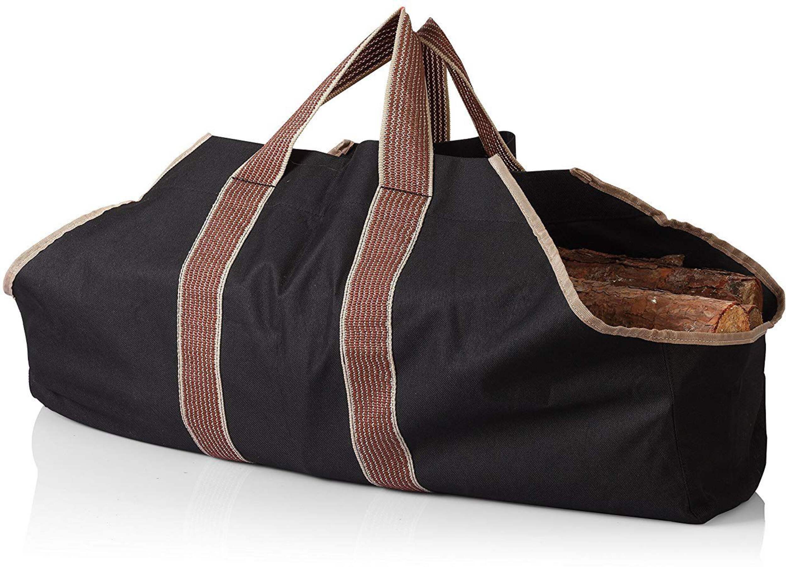 Panacea Canvas Log Tote Bag w/ Sturdy Handles, Black Front_Angled_Left