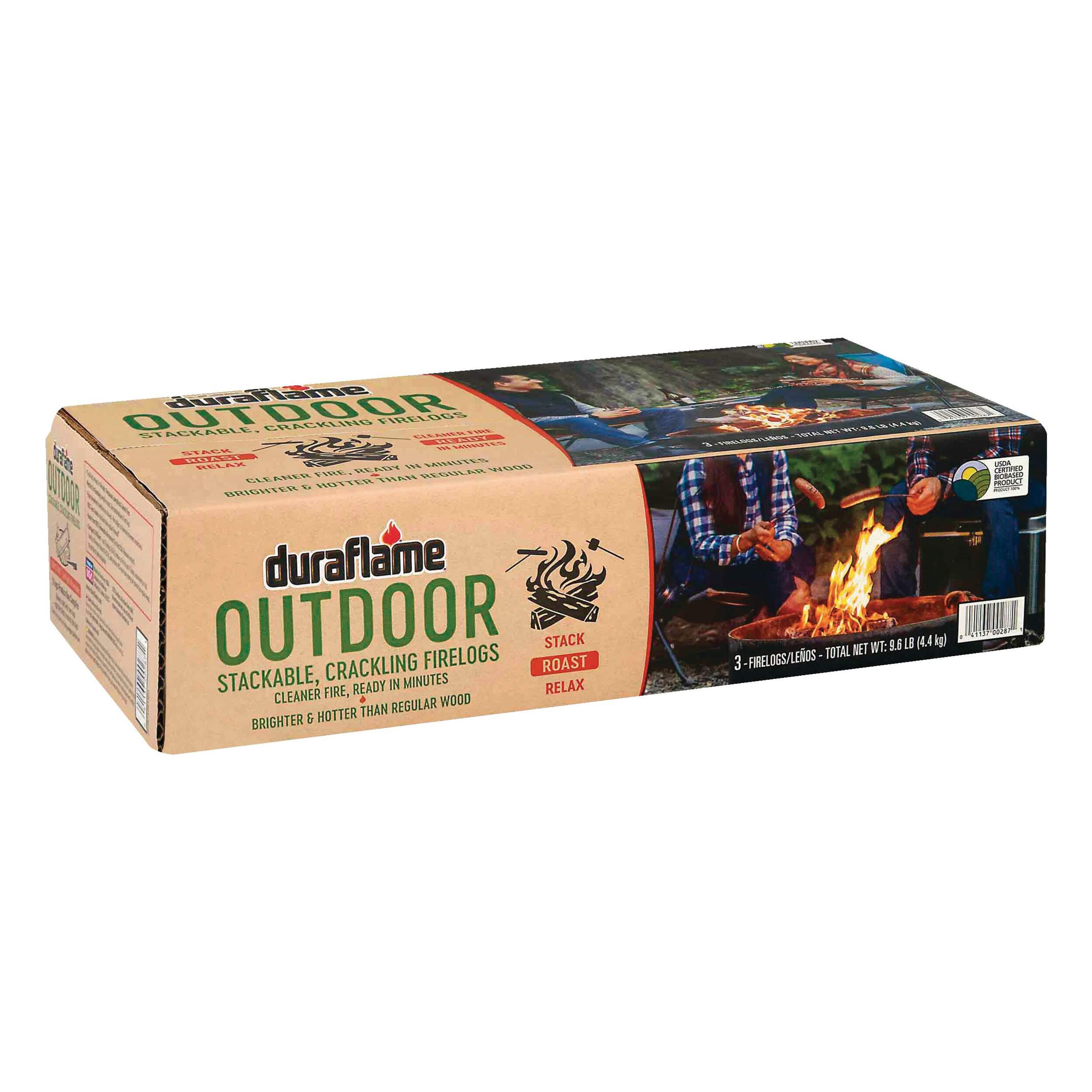 Duraflame Outdoor Stackable, Crackling Fire Logs, 3.2-lbs Front_Three_Fourths_Angled_Right