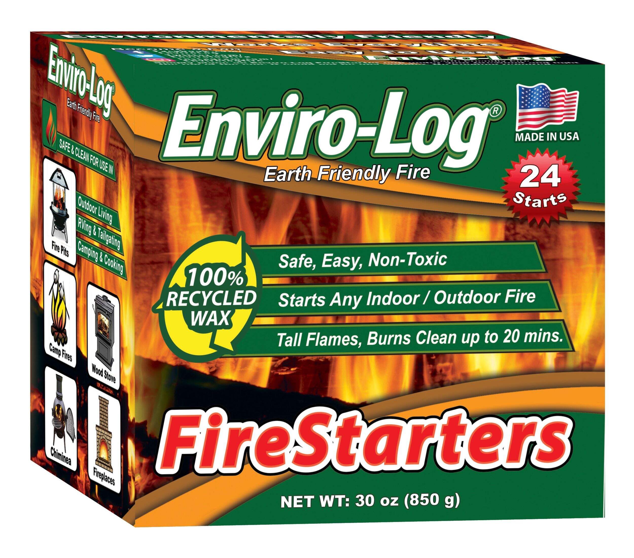 Enviro-Log Indoor/Outdoor Fire Starter, Safe, Non-Toxic, 24-pk Front_Angled_Right