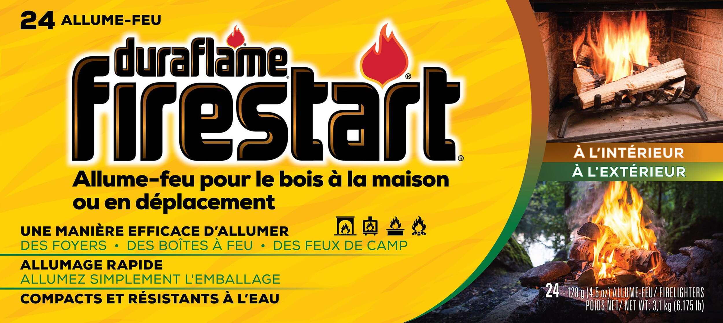 Briquets en bois allume-feu pour l'intérieur et l'extérieur Duraflame, paq. 24 Front_Flat