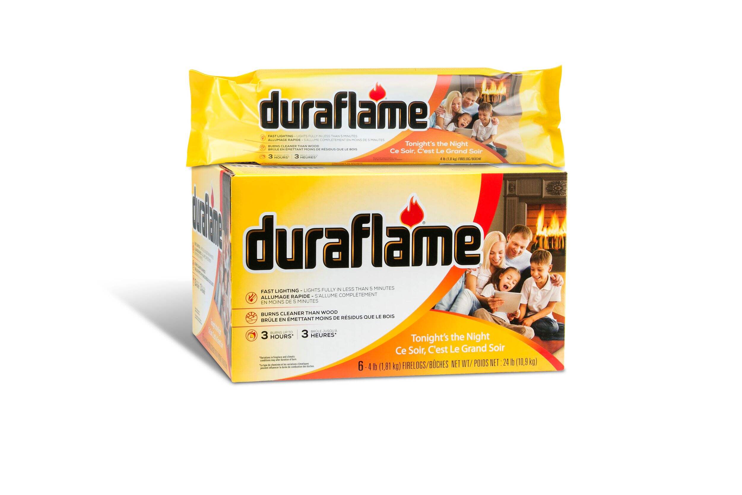 Duraflame Fast-Lighting Eco-Responsible Fire Logs, 6-pk, 4-lb Front_Angled_Right