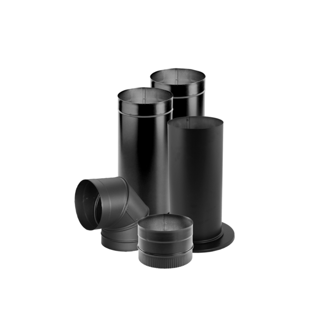 DuraVent Single Wall Chimney Stove Pipe Kit, Stainless Steel, Black