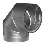 DuraVent Fireplace Double Wall DVL 90° Elbow 6-in, Black Front_Angled_Right