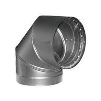 DuraVent Fireplace Double Wall DVL 90° Elbow 6-in, Black Front_Angled_Right