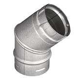 DuraVent Stainless Steel 45-Degree Corner Elbow Stove Pipe, 4-in Front_Three_Fourths_Angled_Right