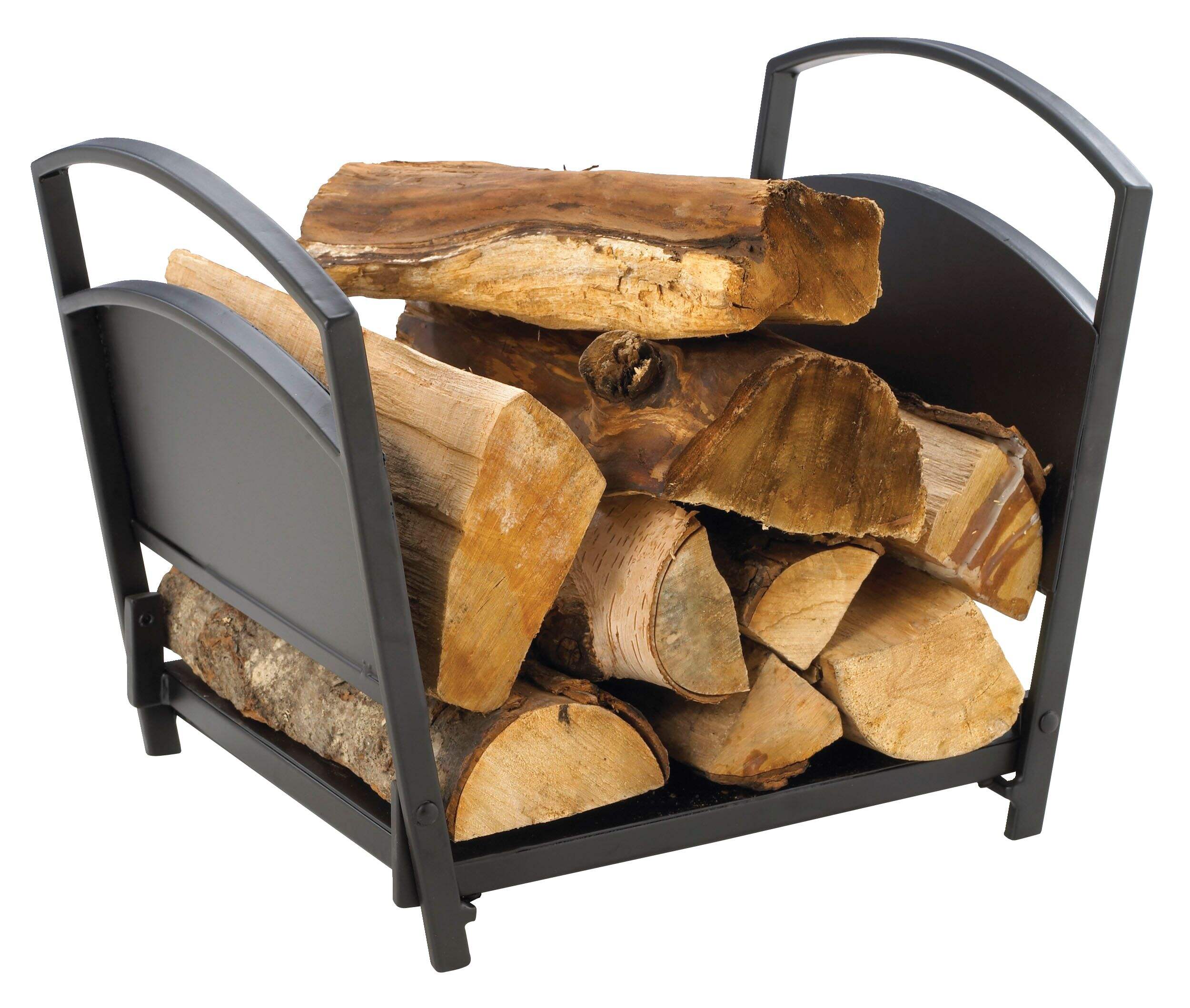 Log Holder, Black Front_Three_Fourths_Angled_Right