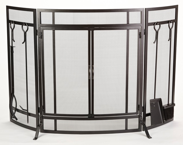 Logan Curved Fireplace Screen with Tools Canadian Tire