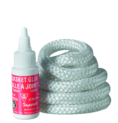 Imperial Fibreglass Replacement Gasket Kit, w/ Rope and Cement, 1/2in