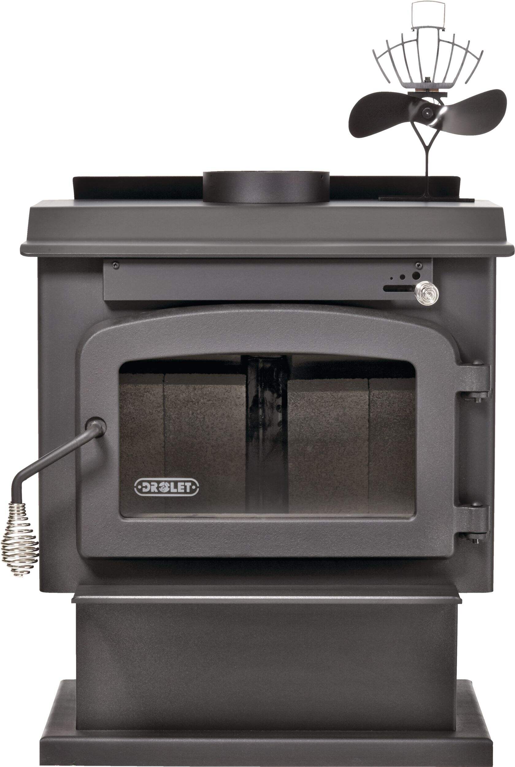 Drolet Pyropak Wood Stove, EPA 2020 Certified, 22 5/8-in W x 21 7/8-in D x 27 3/8-in H Front_Elevated