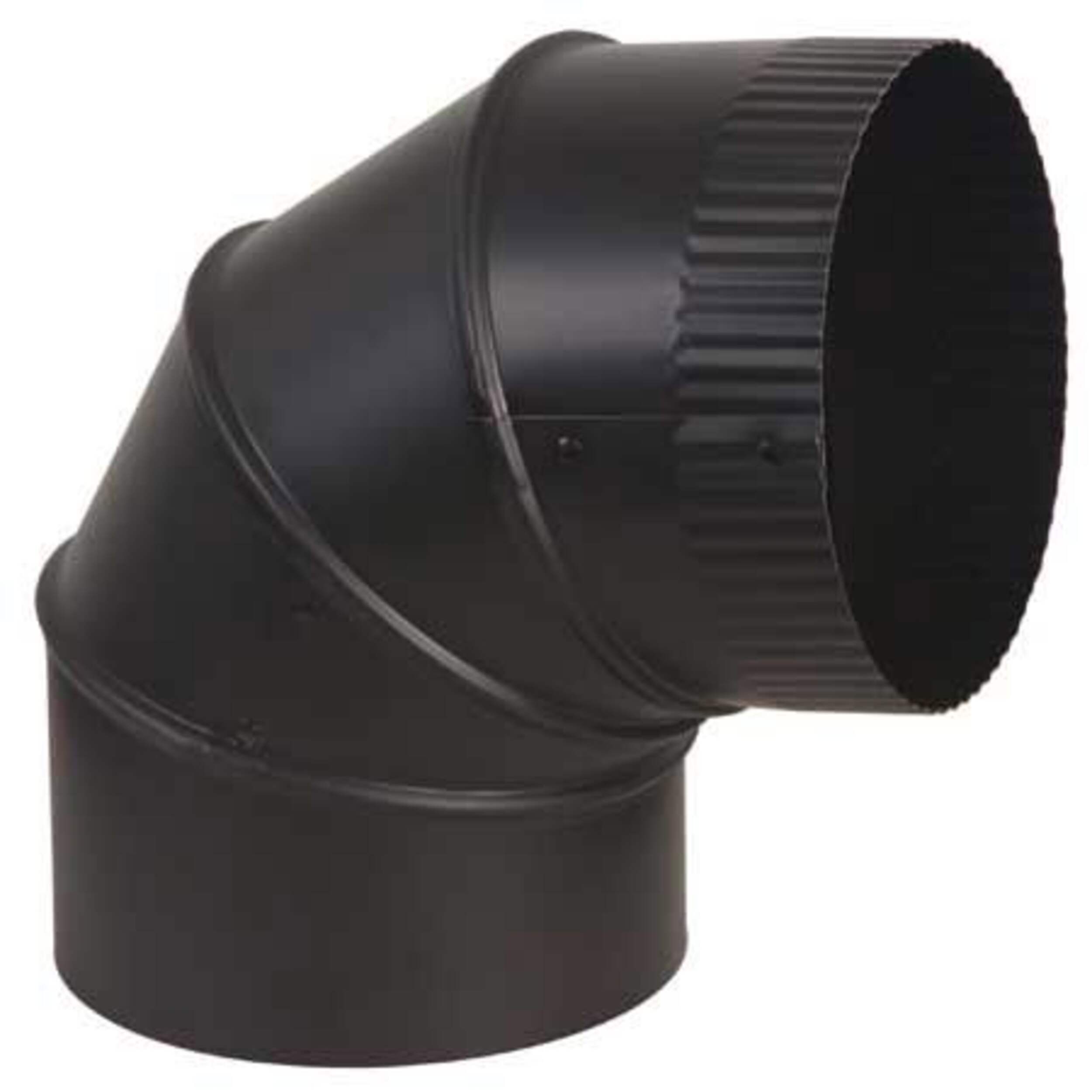 Coude réglable en métal Imperial pour foyer et poêle à bois, 8 po x 90°, fini noir mat Front_Angled_Right