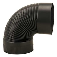 Imperial Metal Crimp/Corrugate Elbow, 7-in x x90°, Black Matte Finish Side_Right