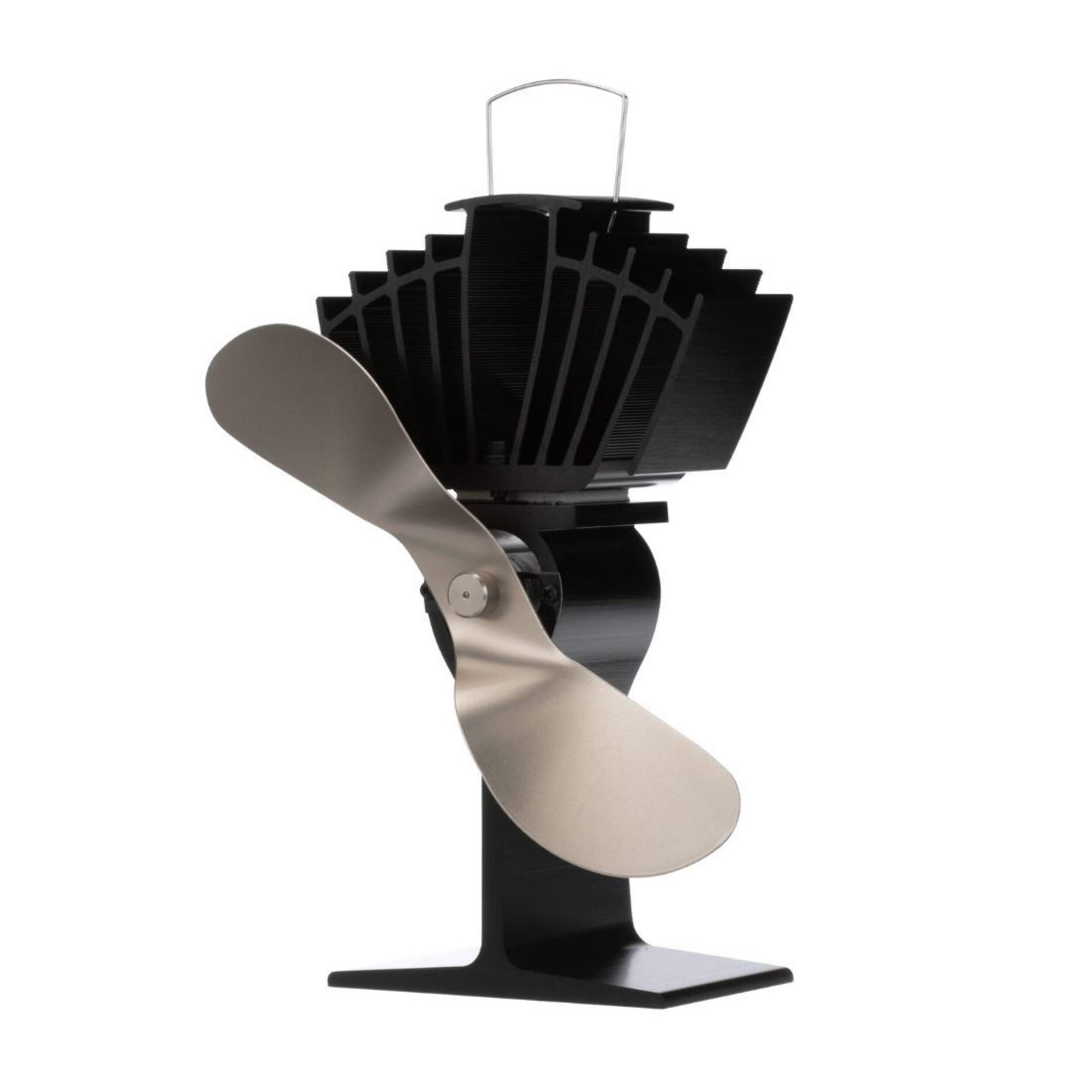 Ventilateur Ecofan AirMax pour poêle à bois avec lame en nickel, noir Front_Angled_Left