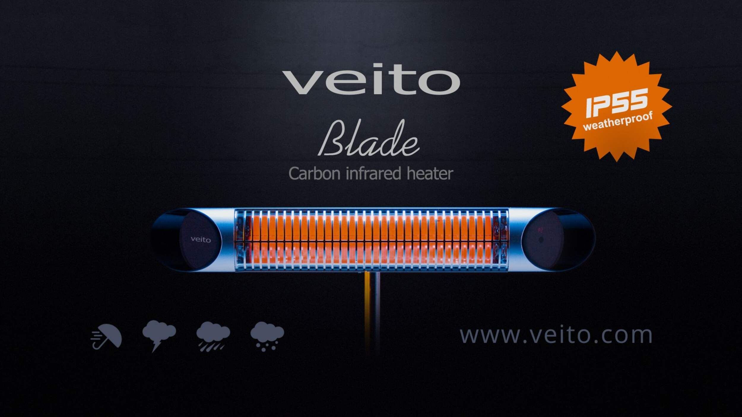 Veito Blade Indoor/Outdoor Wall Infrared Space Heater w/Remote Control