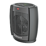 Honeywell EnergySmart Cool Touch Portable Space Fan Heater w/Thermostat, 1500W, Black Front_Angled_Left
