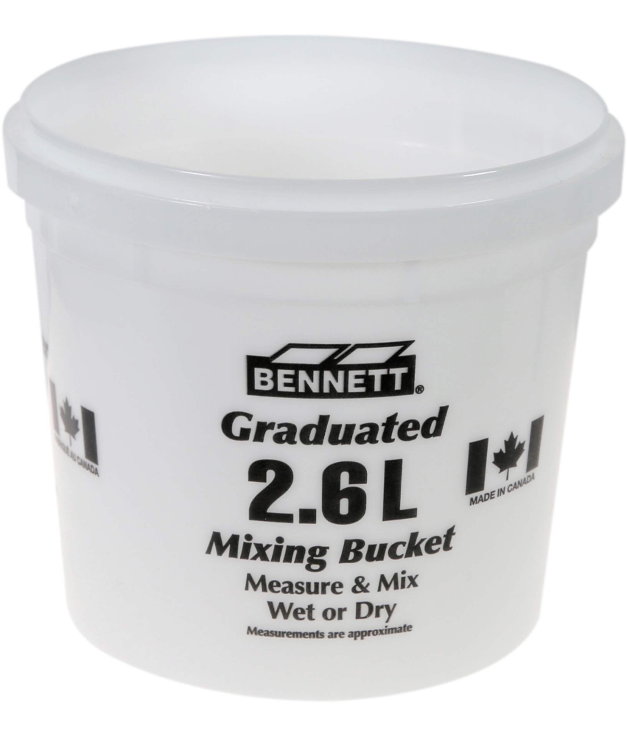 Bennett Poly/Plastic Mixing Bucket, Use with Paints, Pastes, & Adhesives, 2.6-L Front_Flat