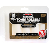 Bennett Expert Exterior/Interior Lint Free Foam Paint Rollers, 10-pk,4-in