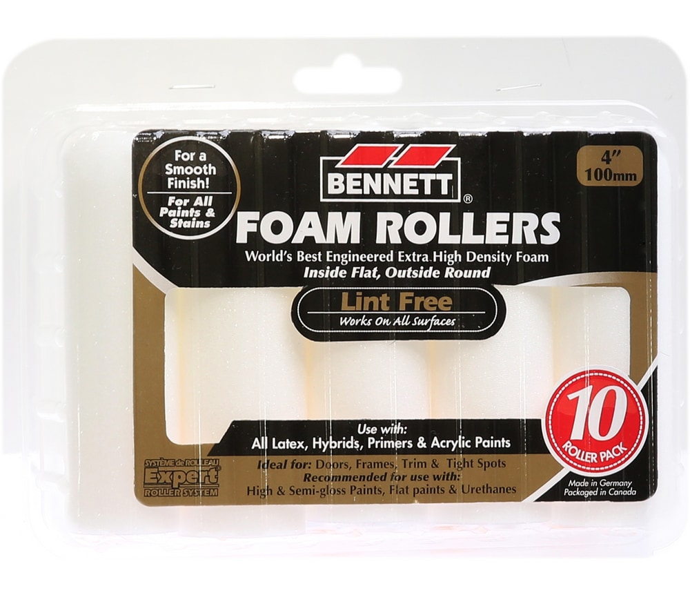Expert Exterior/Interior Lint Free Foam Paint Rollers, 10pk,4